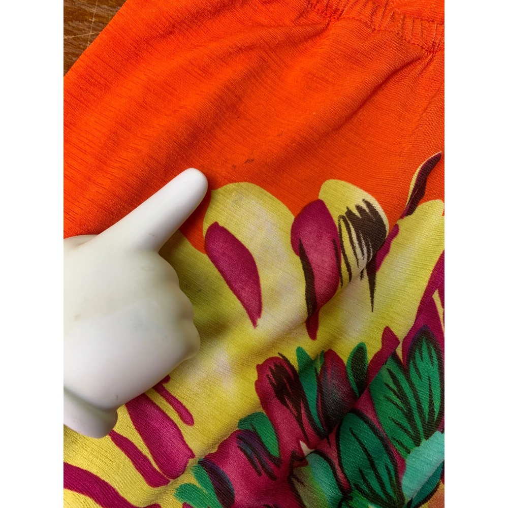 MCM Y2K Orange Tropical Floral Braided Strap Empire Waist Mini Dress‎ Preloved - Picture 9 of 9